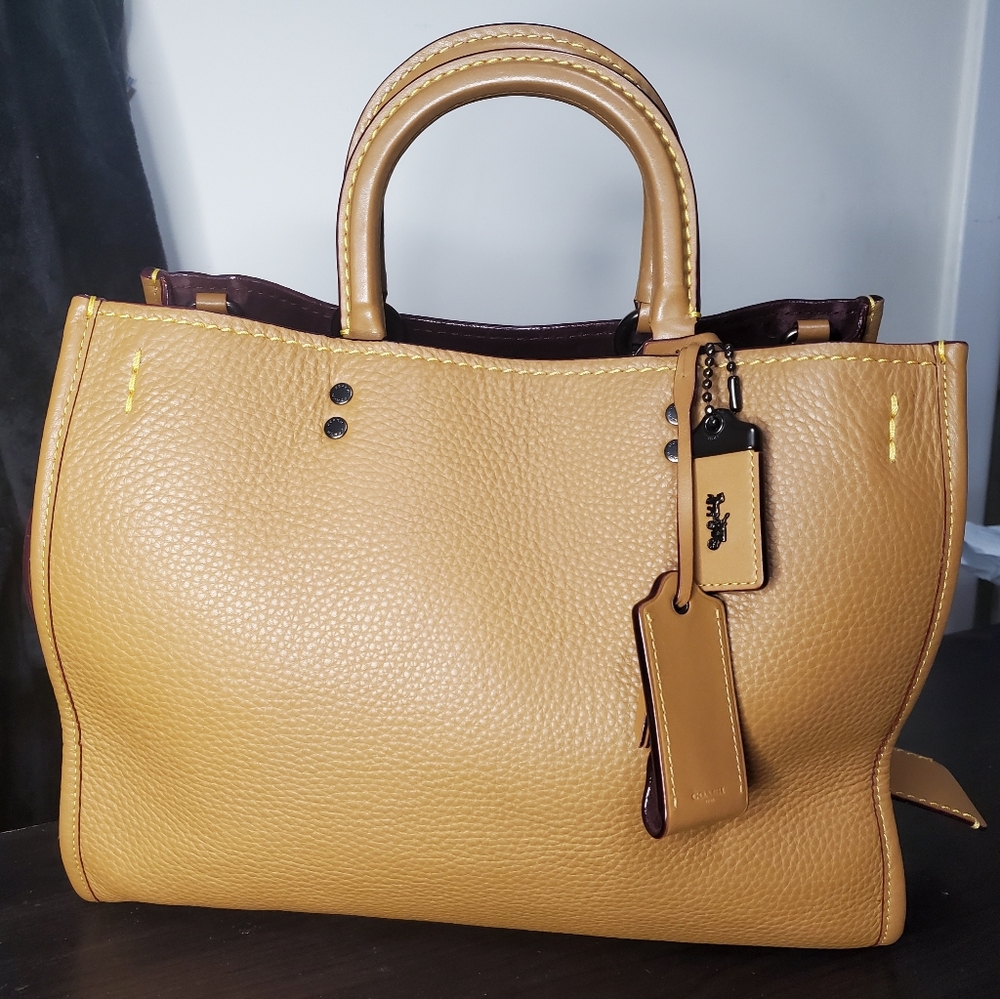 Coach Rogue light saddle brown 30/31 wine 1941 pebble suede EUC